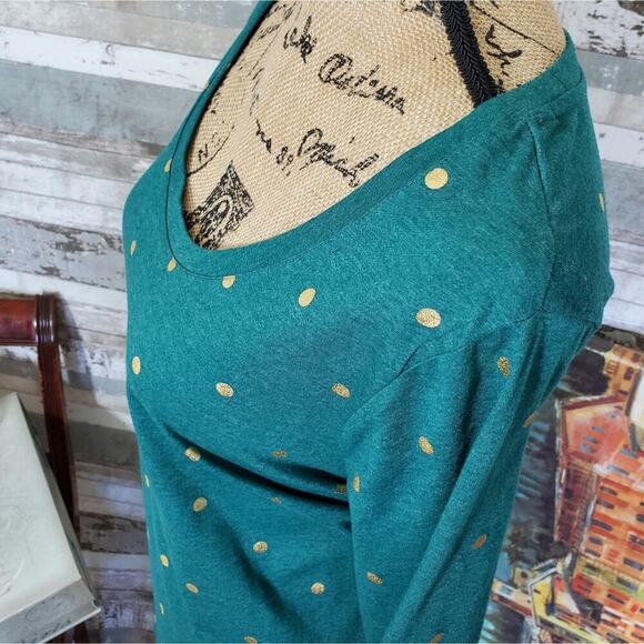 Lane Bryant Plus Foil Dot Womans longsleeve T Shirt Teal Green Size 18 / 20 - Picture 6 of 9